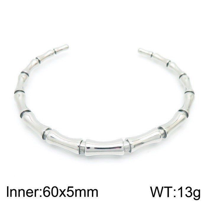 Bamboo Joint Design Stainless Steel Bracelet 18K Gold Plated Versatile High-Grade Plain Circle Bracelet