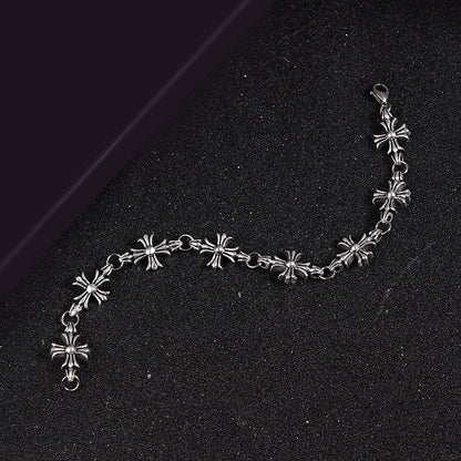 Cross made antique copper silver plated bracelet