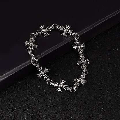 Cross made antique copper silver plated bracelet