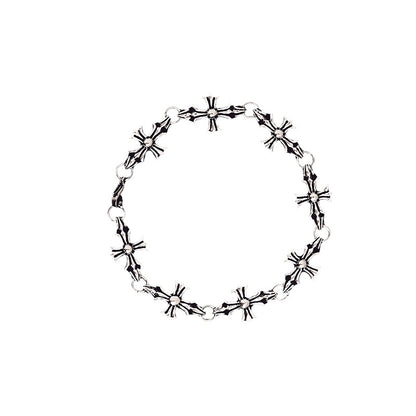 Cross made antique copper silver plated bracelet