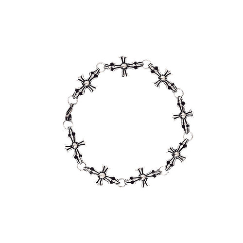 Cross made antique copper silver plated bracelet